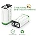 BAKTH 9V Advanced Li-ion Battery 9 Volt 650mAh High Capacity Low Self-Discharge Lithium-ion Rechargeable Batteries (8 Pack)