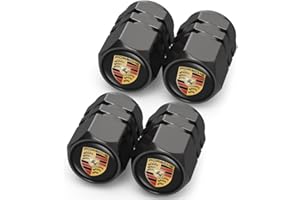 HDBDYH Car Tire Valve Caps Tire Dust Caps for Porsche Panamera Cayenne Macan Boxster Taycan Cayman 718 911,4pcs Auto Tire Valve Stem Caps Tire Air Cover,Anodized Dust Caps for Car Tire,Leak-Proof