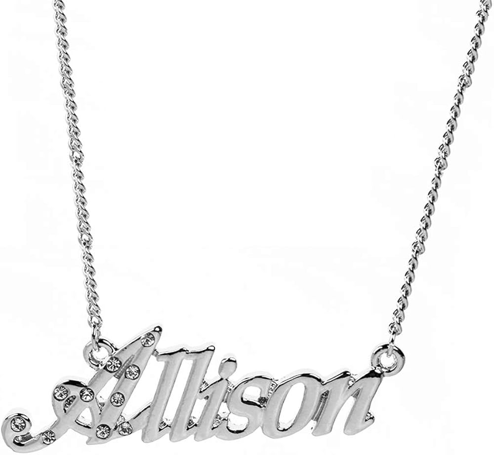 Allison Name Necklace Personalized 18K White Gold Plated