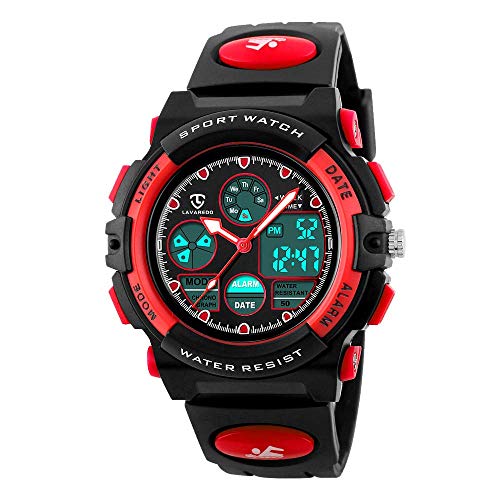 Watch Kid's Watches Boys Analog Digital Quartz Sport Electronic Military Dual Time Waterproof LED Back Light 164Ft 50M Water Resistant Calendar Alarm Stopwatch Multifunction (red)