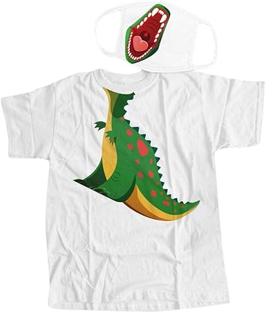 Amazon 子供 Tシャツ フェイスカバー トレーナー 半袖 恐竜服 サメ柄 キッズ かわいい トップス 柔らかい おもしろ 服 アニメ 女の子 男の子 イベント 衣装 漫画風プリント 男女兼用 夏春秋 子供服 普段着 お出かけ インナー 運動会 誕生日 プレゼント Tシャツ