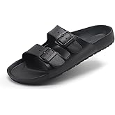BEMGNAR Men’s Lightweight Comfort Slides Double Buckle Slip-on Adjustable EVA Orthopedic Flat Sandals