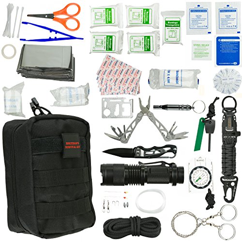 Emergency Survival Kit | Ultimate 98-in-1 Outdoor Multi-Tools for Camping, Hiking, Hunting & Fishing | First Aid Supplies | All Inclusive Survival Gear with Molle for Campers & Preppers