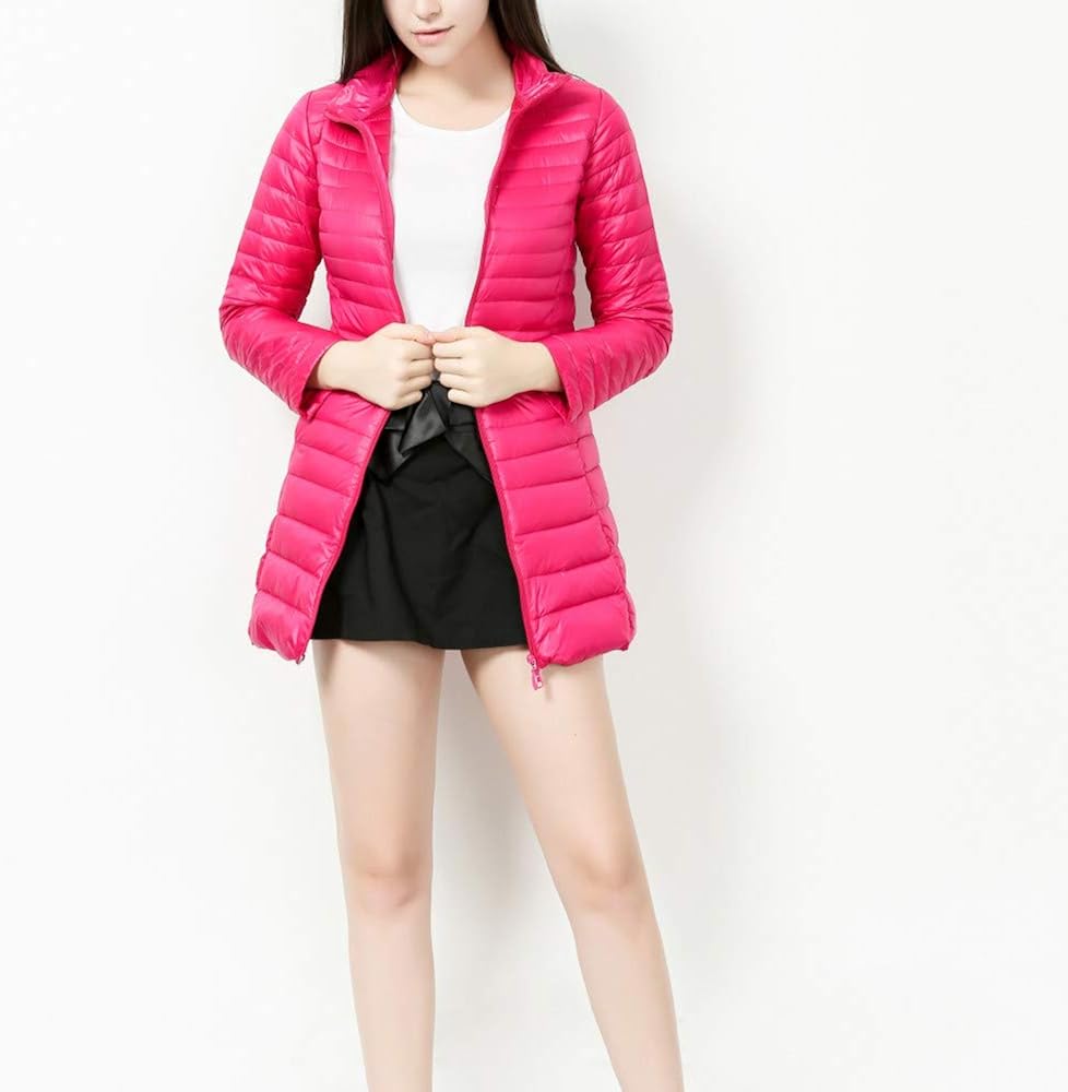 women lightweight down stand collar coat
