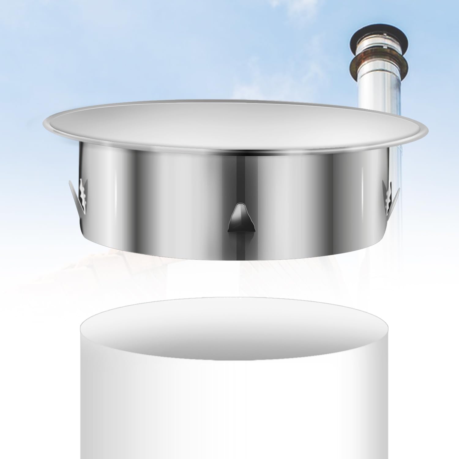 Chimney Hole Cover Stove Pipe Cover 150 mm Chimney Pipe Cover Chimney Cover Stainless Steel Stove Pipe Capsule Wall Lining Lid Stove Hole Lid Bottom Diameter 145 mm Depth Approx. 45 mm