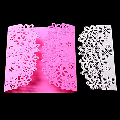 Ireav Flower Border Metal Cutting Dies DIY Greeting Card Wedding Invitation Decorative Embossing Stencils Die Cuts for Scrapbooking Photo Album Gift Card Making Supplies (5.3 x 2.16 inch)