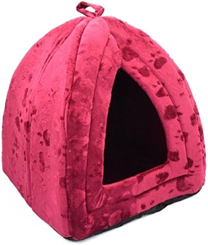 Pet House Igloo Very Warm Insulated Padded Cosy Cave Bed house Dog Cat Kitten [Sady Trading] (SMALL, RED)