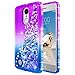 LG K20 Plus Case, LG K20 V /K20 /K10 2017 /Harmony/Grace LTE with Tempered Glass Screen Protector, NageBee Glitter Liquid Bling Waterfall Floating Sparkle Women Girls Kids Cute Case -Purple/Blue