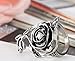 Flongo Womens Ladies Gothic Stainless Steel Rose Flower Vine Band Ring