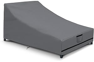 STARTWO Double Chaise Lounge Cover, Waterproof Outdoor Double Wide Patio Chaise Lounge Chair Cover, patio chaise lounge covers, 83 x 59 inch Grey