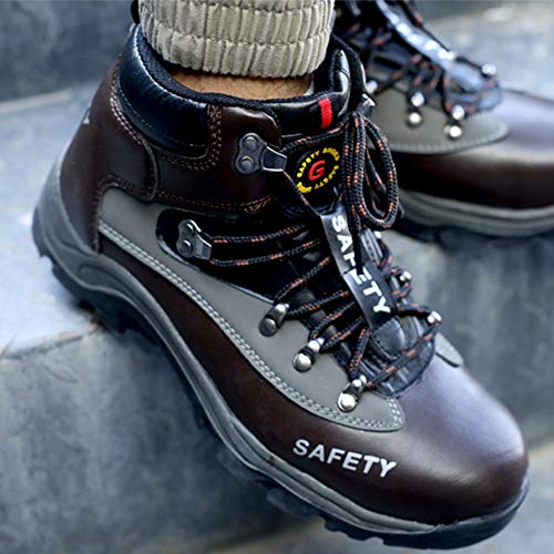 SUADEX Winter Safety Work Boots, Waterproof Steel Toe Cap Fur Lined Shoes, Industrial and Construction Hiking Sneakers, Brown 40 - Thumbnail 7