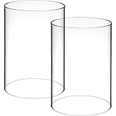 MAGICLULU 2Pcs Transparent Glass Candle Covers, Bottomless Candle Chimney Tube for Home Decoration, Weddings, Banquets, Hurricane Glass, 3.93X2.75 Inch
