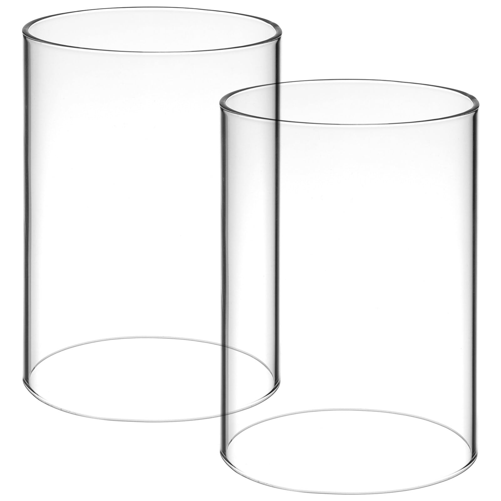 MAGICLULU Clear Glass Candle Cover 2Pcs Cylinder Chimney Tube Shades Open Ended Candle Holder Tubes for Home Romantic Decoration