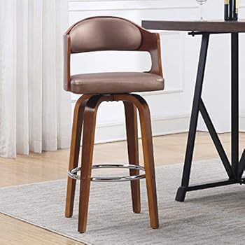 AC Pacific Counter Seat Height Swivel Barstool Leather Copper Mid-Century 27-Inch,