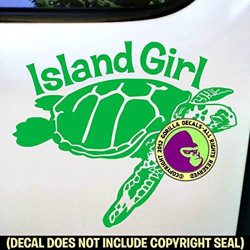 ISLAND GIRL Sea Turtle Ocean Vinyl Decal Sticker A