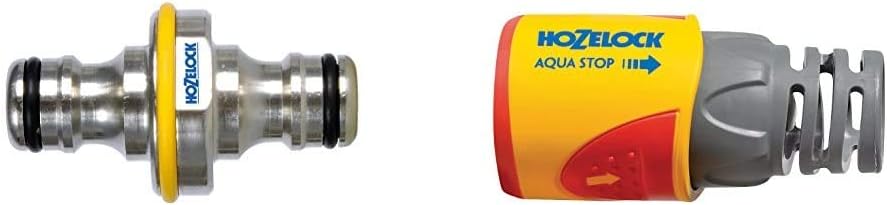 Hozelock Pro Metal Double Male Hose End Connector & AquaStop Connector PLUS (12.5mm & 15mm)