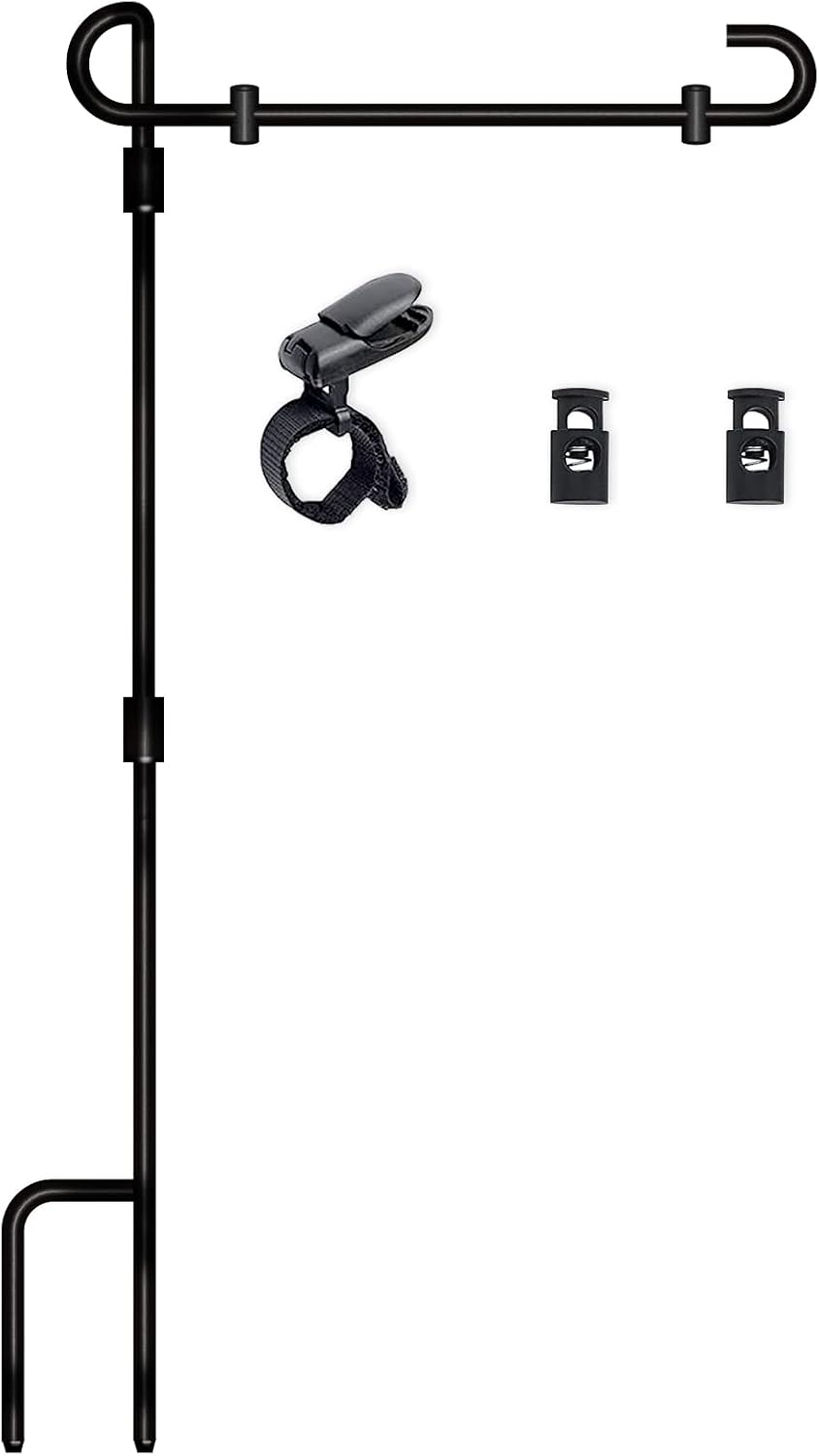 Flagpole Hardware - SZHLUX Garden Flag Stand, Premium Yard Flag Pole for 31x13 Flags, Metal Powder-Coated Weather-Proof Paint Garden Flag Pole