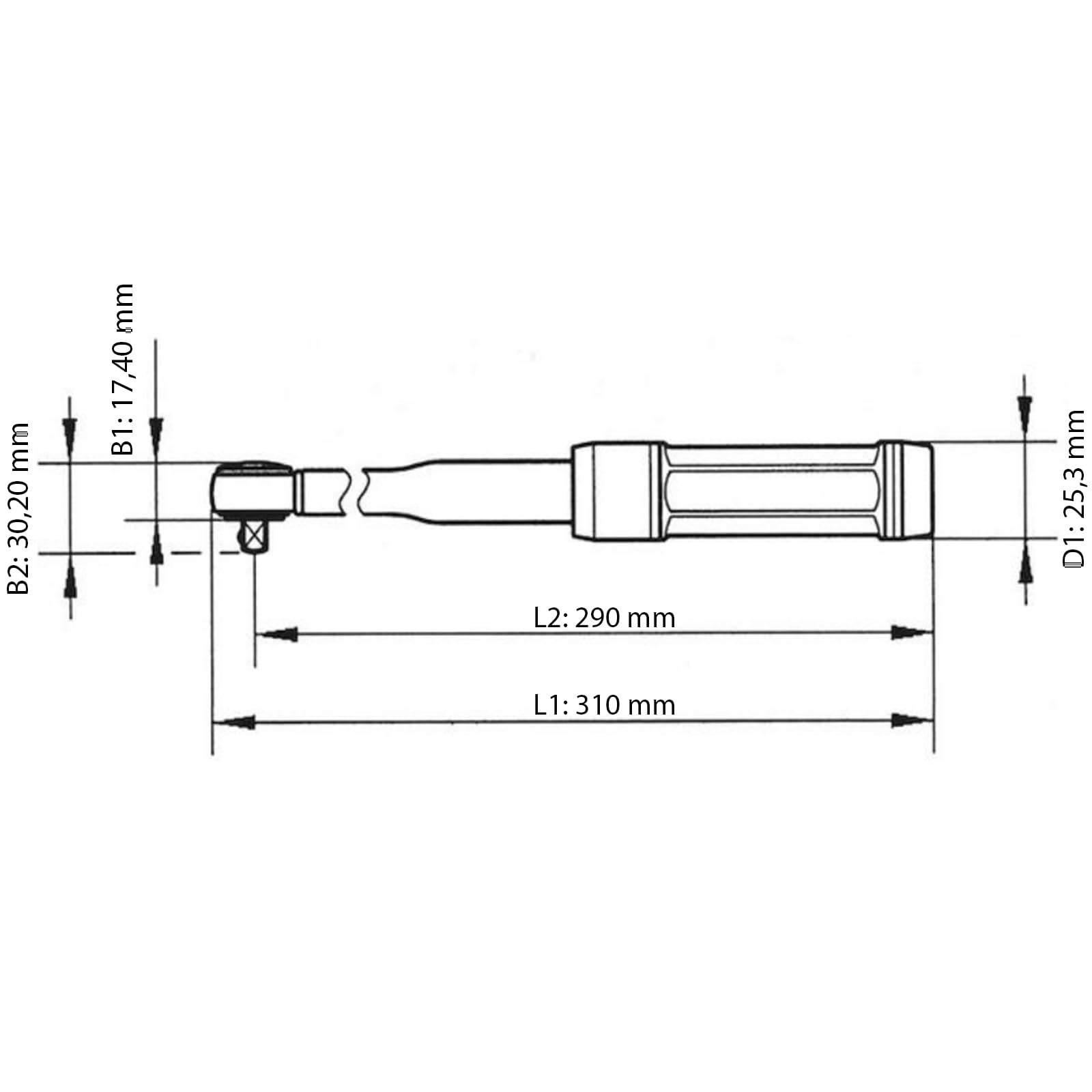 TECPO Drehmomentschlüssel 3/8" 10-60Nm Werkzeug + Ratsche 5