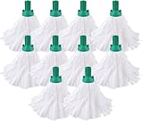 Avern Big White Push Socket Mop Heads 10 Pack Green Super Absorbent Heavy Duty