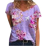 889 Cute Short Sleeve Tshirt for Women V Neck Tops