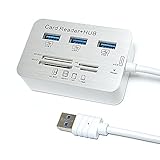 ERCRYSTO USB3.0 Card Reader and 3 Ports Usb Hub, High Speed External Memory Card Reader (MS, Micro SD,SD/MMC,M2,TF Card)