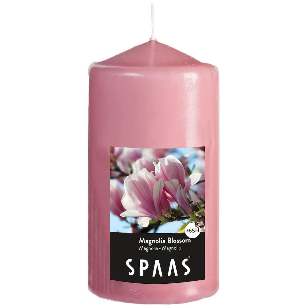 Spaas Scented Cylinder Pillar Candle 80/150 mm, 65 Hours, Magnolia Blossom