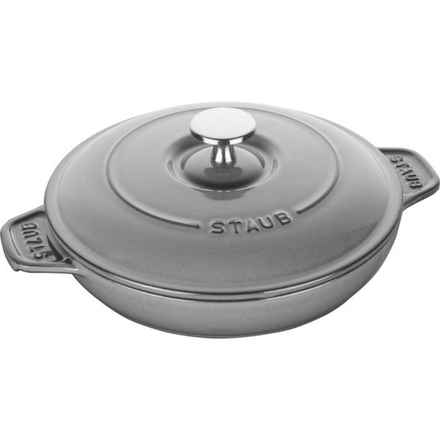 STAUB Round Cast Iron Oven Dish, 20 cm, Graphite Grey