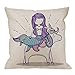 HGOD DESIGNS Mermaid Pillow Case, Little Mermaid with Unicorn Art Cartoon Cotton Linen Cushion Cover Square Standard Home Decorative Throw Pillow for Men/Women 18x18 inch White Purple