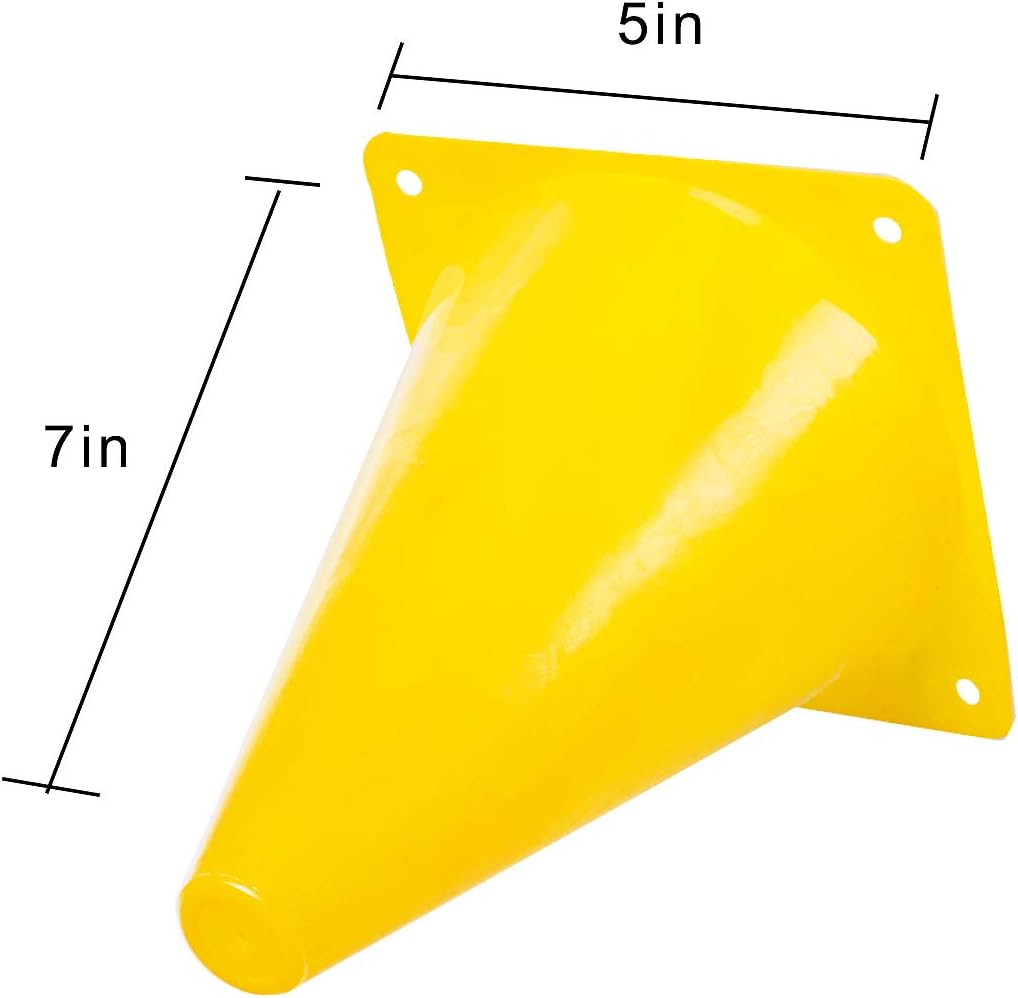 KINJOEK 30 Pack 7 Inch Sports Training Cones, Traffic Cones with Rounded Edges for Safety, Soccer, Football, Basketball Coaching, Agility, Drill Training, Field Marker Cones, Yellow : Sports & Outdoors
