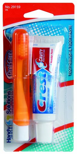 Useful Options Oral Care 2-Piece Journey Dimension Set w/ Toothpaste & Folding Toothbrush (Pack of 12), Colours Could Range, TSA Accredited