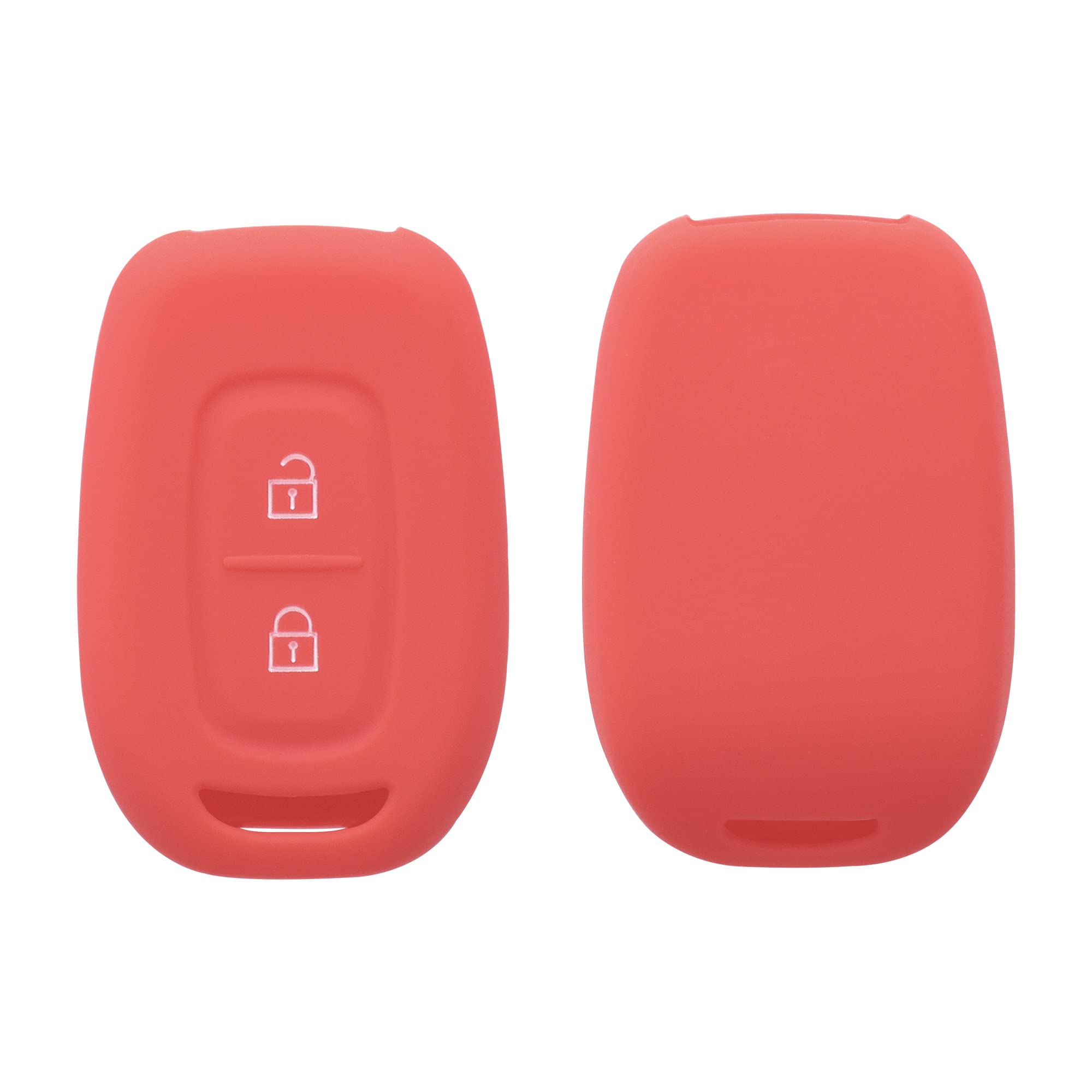 kwmobile Key Cover Compatible with Renault Dacia 2 Button Remote Control Car Key - Soft Silicone Car Key Fob Holder Protector Case - Red