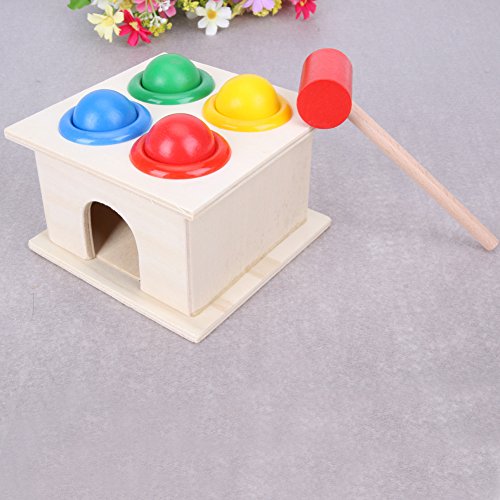 image for Awakingdemi Wooden Knock Ball Hammer, Multicolor Small Hit Ball Toys W