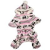 Small-Size Dog Jumpsuit, HP95(TM) Pet Cartoon Printed Velvet Pajamas Small Dog Cat Jumpsuit Coat Sweater Clothes (Pink, S (Length:9.06