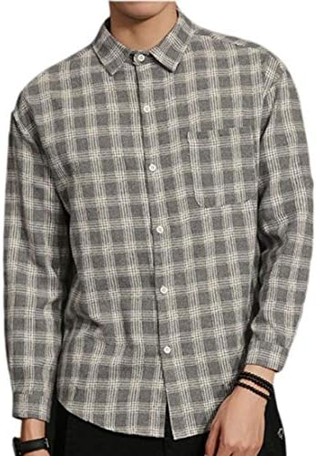 Alion Mens Long Sleeve Plaid Button Up Big & Tall Pocket Cotton Tee Shirt