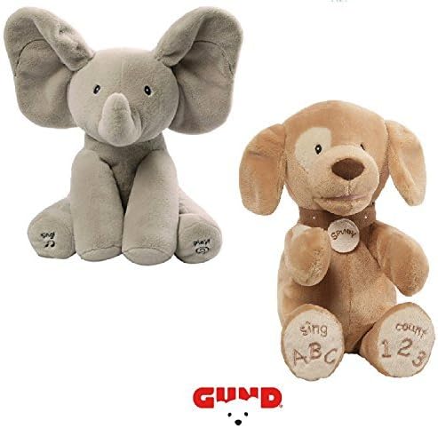 Gund Flappy the Elephant &amp; Spunky ABC 123 Doggie Animated Plush Duo Bundle