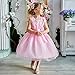 NNJXD Girl Sleeveless Lace 3D Flower Tutu Holiday Princess Dresses Size 5-6 Years Pink