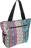 Silverhooks Womens Boho Patchwork Beach Tote Bag w/Black Trim (Multi Color)