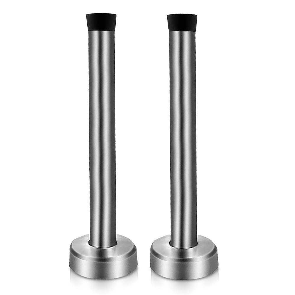 Door Stop 8 Inch, Extra Long Door Stopper, Wall Mounted, Brushed Nickel Doorstops with Rubber Bumper Tips, Stainless Steel Door Stop for Wall, 200mm, 2 Pack