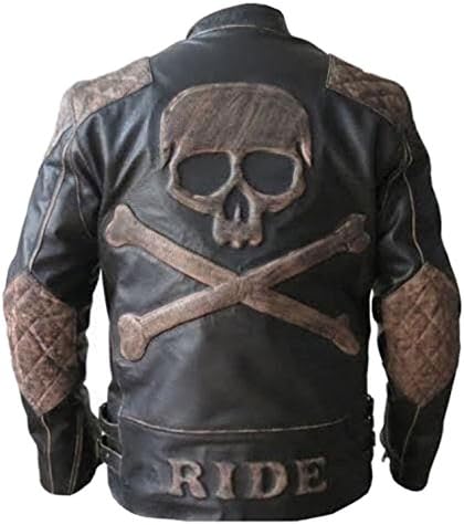 TrendzInn Cafe Racer Reinforced Biker Vintage Distressed Skull Leather Motorcycle Jacket