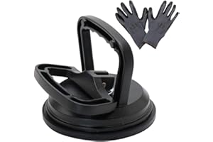 MAKERELE Powerful Aluminum Alloy Glass Suction Cup Small Handle Lifter 4.8",for Glass/Window/Tiles/Mirror/Granite Lifting,Double Handle Locking,Black