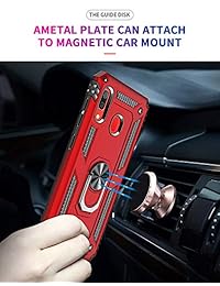 BestShare for Samsung Galaxy A20 Case & Tempered Glass Screen Protector, Rugged Hybrid Armor Anti-Scratch Shockproof Kickstand Cover Compatible Magnetic Car Mount Grip, Red