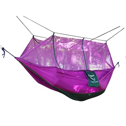 FashLady Purple: Double Hammock Tree 2Person Patio Bed Swing Outdoor with Mosquito Net Purple