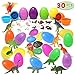 JOYIN 30 Pieces Prefilled Easter Eggs with Dinosaur Figures, Hatch and Grow Dinosaurs, Dinosaur Tattoo and Stamps for Easter Basket Stuffers Party Favors