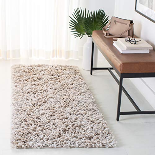 SAFAVIEH Rio Shag Collection Accent Rug - 2'6" x 4', Beige & Ivory, Handmade, 1…
