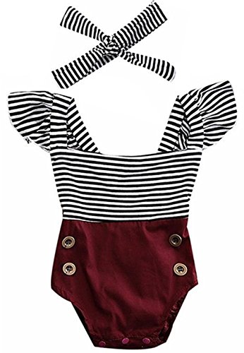 2bunnies Newborn Toddler Baby Girl Striped Romper Bodysuit