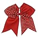 CN 10pcs 7 Inch Girls Big Hair Bow Rhinestone Cheer Bow Attached Elastic Hair Tie for Cheerleader