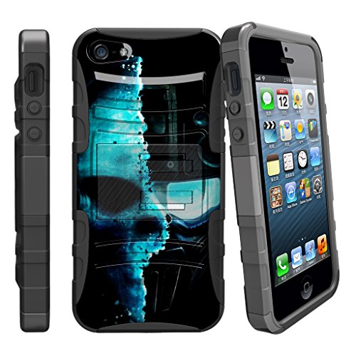 iPhone SE Holster Case| Apple iPhone 5 & 5s case [Clip Armor] by Miniturtle - 2 Layer Hard Case Exterior Shock Resistant Corners + Kickstand + Belt Clip - Cyborg Robot