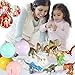 Dinosaur Building Block with Colorful Ball,Plastic Dinos Action Figures for Easter Gift Basket Fillers Surprise Egg with Coin Bank,Dino Playset for Boys Girls Aged 4,5,6,7,8,9