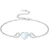 Dreamboat Heart Charm Link Bracelet for Women 925 Sterling Silver Guarding Angel Wings Bracelets Anniversary Birthday Wedding Jewelry Gifts for Her