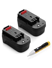 Powerextra, baterías de repuesto, 2 unidades actualizadas de 3000 mAh y 18 V Black & Decker. Para batería Black & Decker de 18 V Firestorm HPB18 HPB18-OPE 244760-00 A1718 FS18FL FSB18